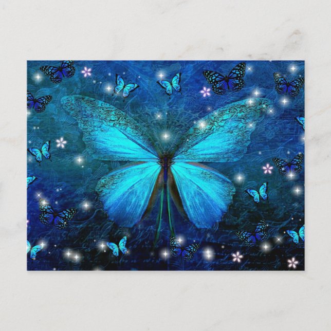 Carte Postale Papillon bleu élégant (Devant)