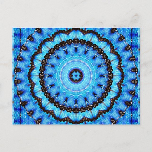 Carte Postale Papillon bleu Mandala (Devant)