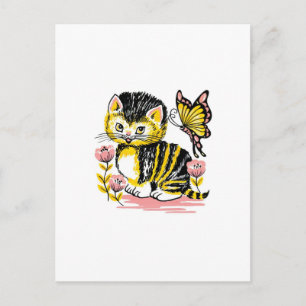 Carte Postale Papillon & Chaton