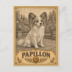 Carte Postale Papillon, Chien du Patrimoine Vintage