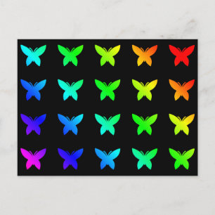 Carte Postale Papillon coloré arc-en-ciel couleurs mignonnes pap