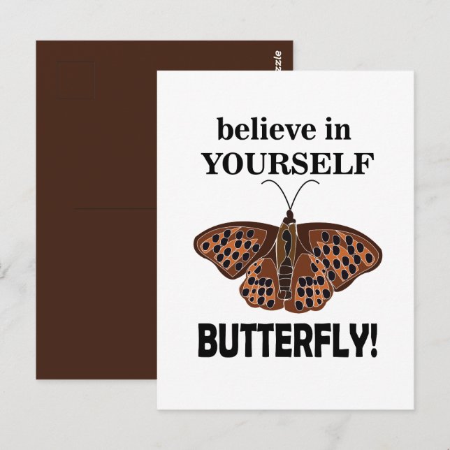Carte Postale Papillon Crois en toi-même  (Devant / Derrière)