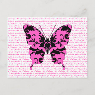 Carte Postale Papillon Damas rose Collage