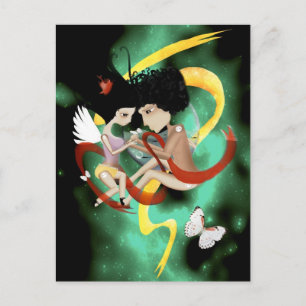 Carte postale papillon d'amour de nature nébuleuse