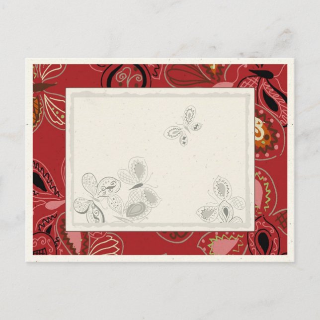 Carte Postale Papillon dansant en rouge (Devant)