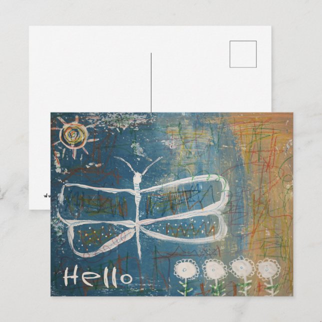 Carte Postale Papillon d'art brut (Devant / Derrière)