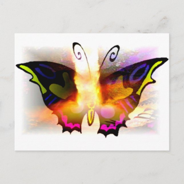 Carte Postale Papillon de feu de néon brillant (Devant)