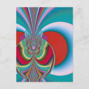 Carte Postale Papillon de printemps, explosion de couleurs abstr