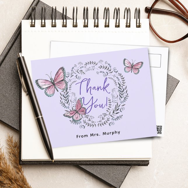 Carte Postale Papillon de professeur Merci (Créateur téléchargé)