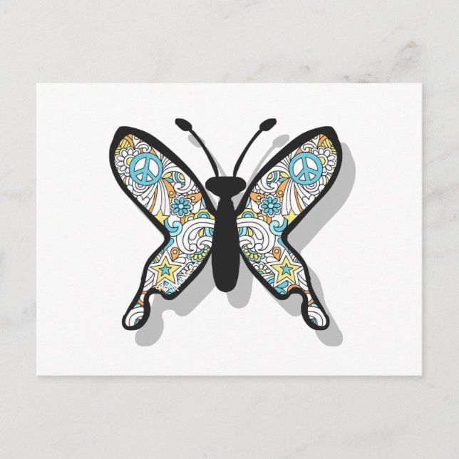 Carte Postale Papillon de signe de paix (Devant)