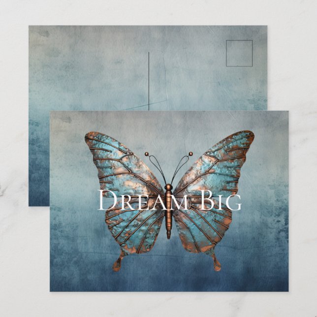 Carte Postale Papillon de texture gris bleu (Devant / Derrière)