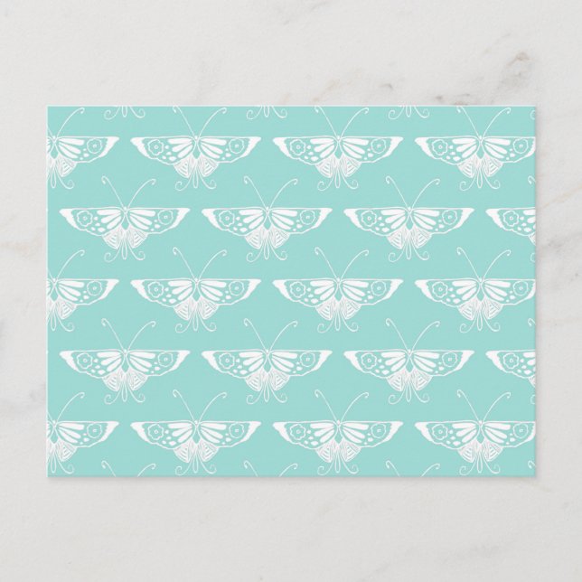 Carte Postale Papillon déco stylisé - bleu glace (Devant)