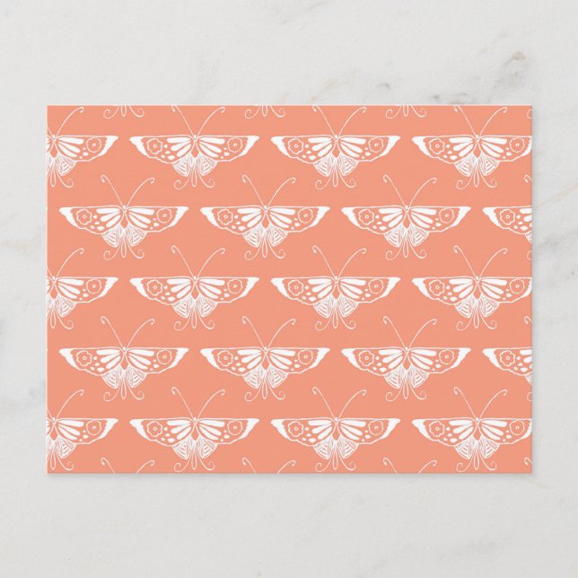 Carte Postale Papillon Deco stylisé - corail orange (Devant)