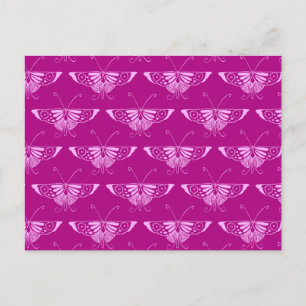 Carte Postale Papillon déco stylisé - magenta et rose