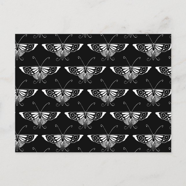 Carte Postale Papillon déco stylisé - noir et blanc (Devant)
