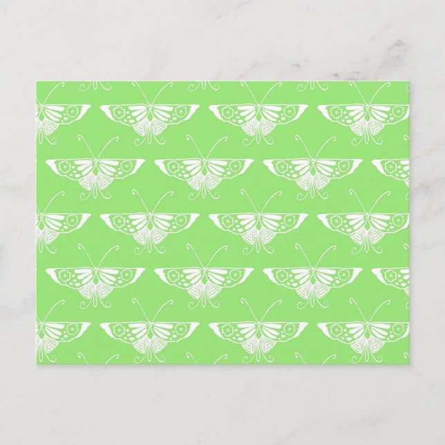 Carte Postale Papillon déco stylisé - vert citron (Devant)