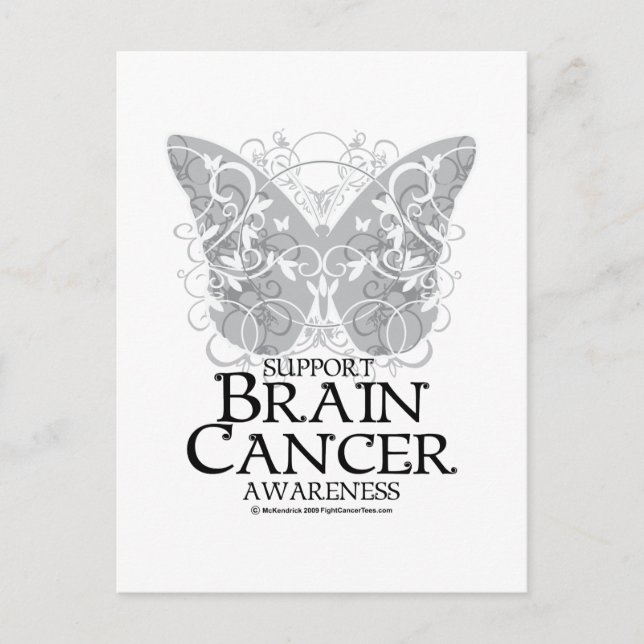 Carte Postale Papillon du cancer du cerveau (Devant)