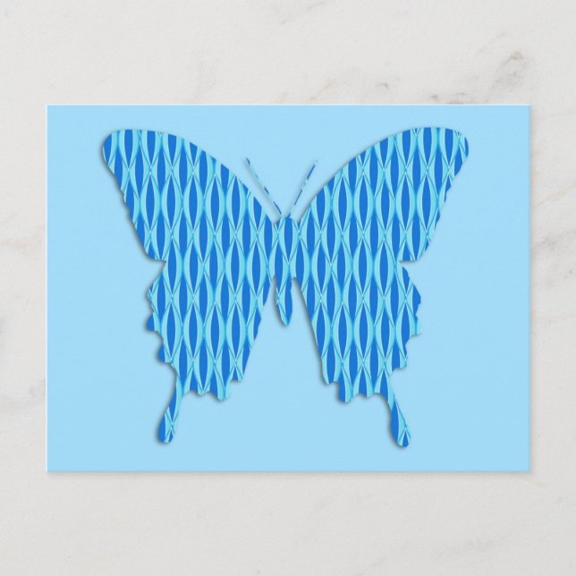 Carte Postale Papillon en impression abstraite - nuances de bleu (Devant)