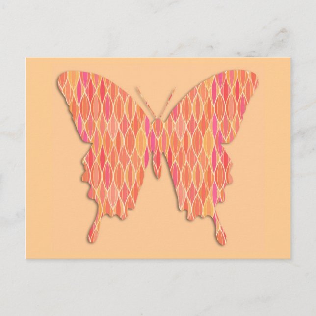 Carte Postale Papillon en impression abstraite - nuances d'orang (Devant)