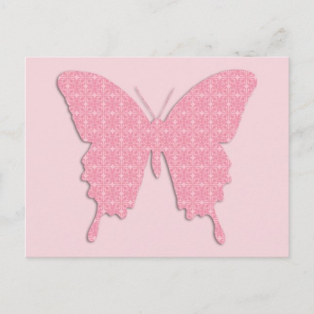 Carte Postale Papillon en impression papier peint - rose clair (Devant)