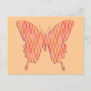 Carte Postale Papillon en imprimé abstrait - nuances d'orange