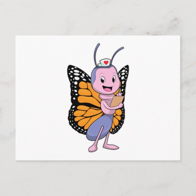Carte Postale Papillon en infirmière (Devant)