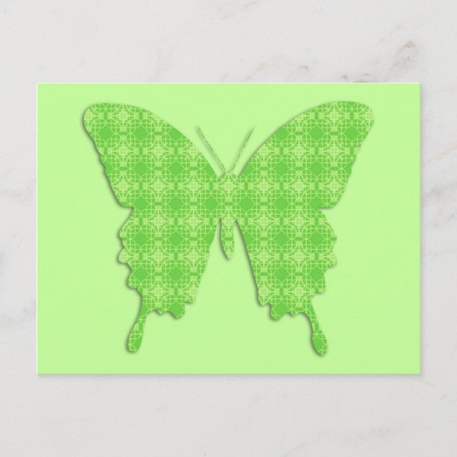 Carte Postale Papillon en papier peint - vert citron (Devant)
