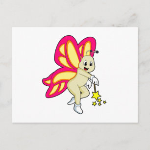 Carte Postale Papillon en sorcier avec baguette magique
