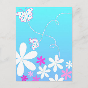 Carte Postale Papillon et fleurs