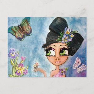 Carte postale Papillon fille
