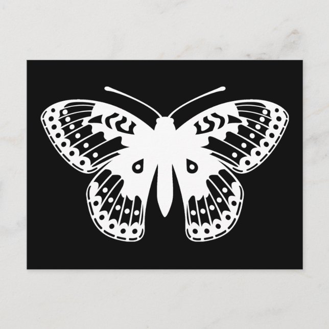 Carte Postale Papillon fritillaire noir et blanc (Devant)