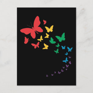 Carte Postale Papillon gay pride lgbt arc-en-ciel drapeau coloré