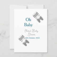 Papillon gris bleu baby shower oh bébé moderne tex
