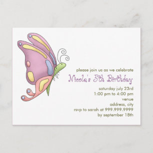 Carte Postale Papillon ・ Invitation d'anniversaire