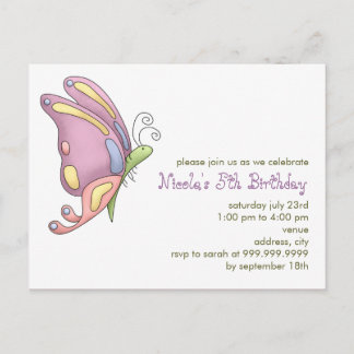 Carte Postale Papillon ・ Invitation d'anniversaire