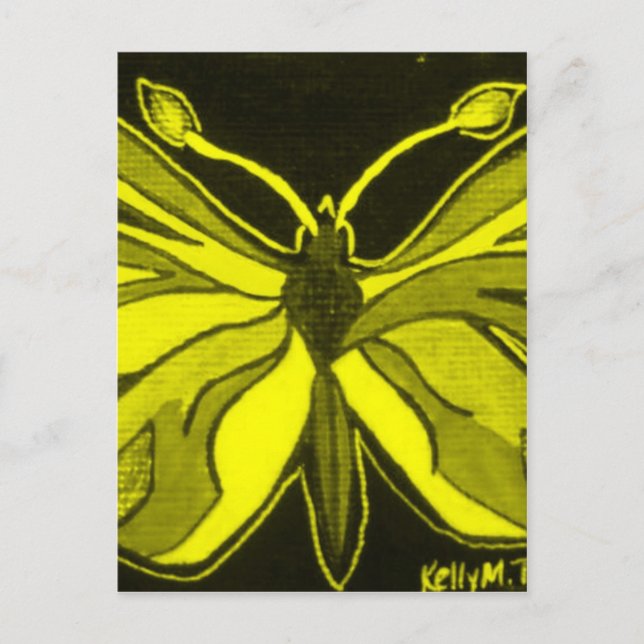 Carte Postale Papillon jaune, insecte-dame (Devant)