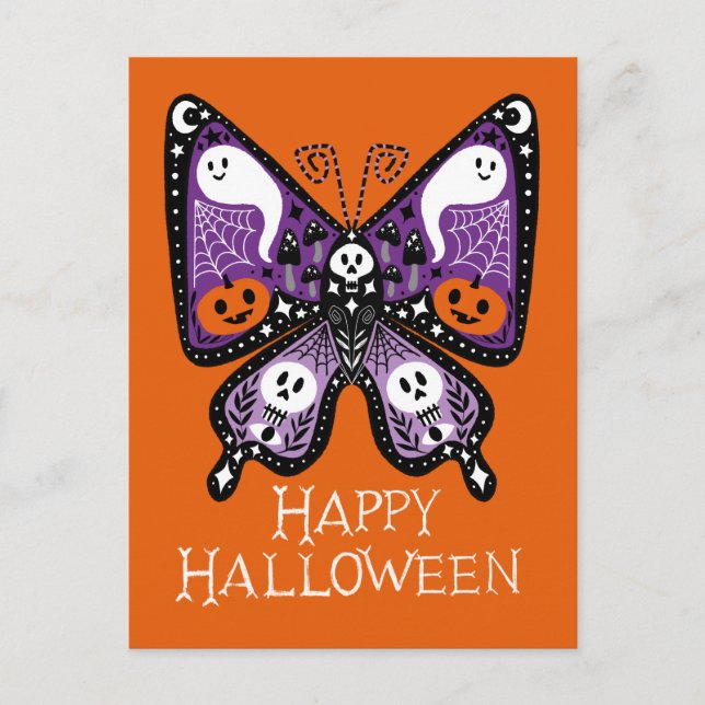 Carte Postale Papillon Joyeux Halloween (Devant)