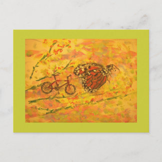Carte Postale papillon monarque et vélo