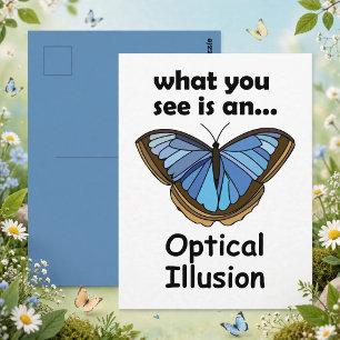 Carte Postale Papillon Morpho Bleu Illusion d'Optique Citation D