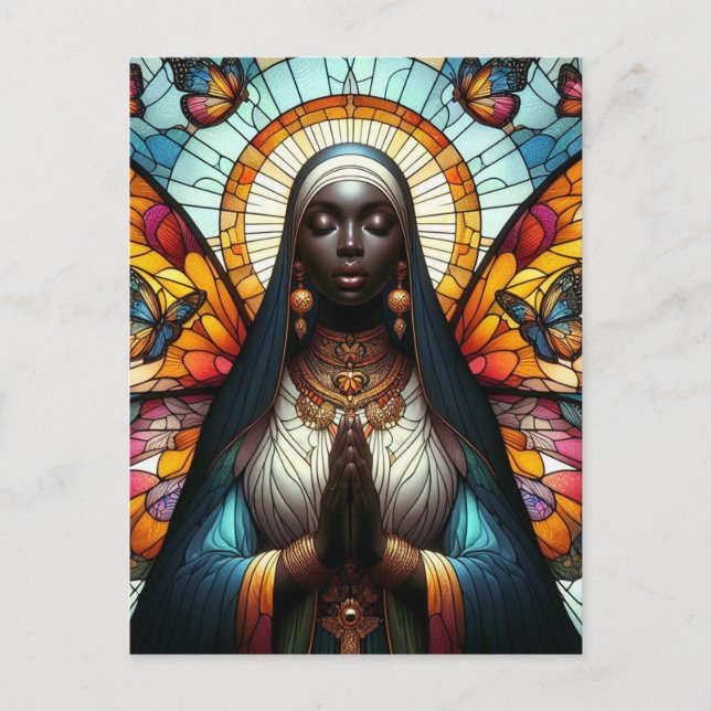 Carte Postale Papillon Nun Vitrail (Devant)