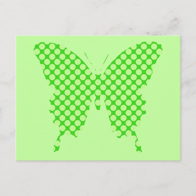 Carte Postale Papillon, points rétro, nuances vert citron (Devant)