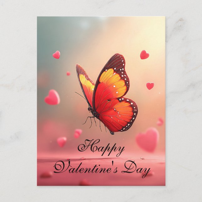 Carte Postale Papillon romantique pour la Saint-Valentin  (Devant)