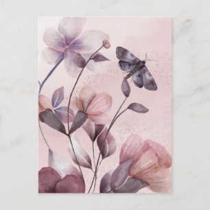 Carte Postale Papillon rose