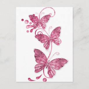 Carte Postale papillon rose