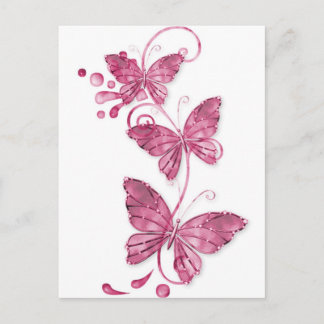 Carte Postale papillon rose