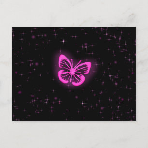 Carte Postale Papillon rose aux étincelles