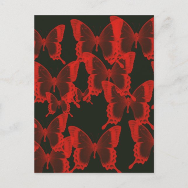 Carte Postale papillon rouge de l'arrière - plan de nuit sombre (Devant)