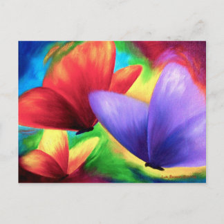 Carte Postale Papillon rouge jaune Abstrait Art moderne
