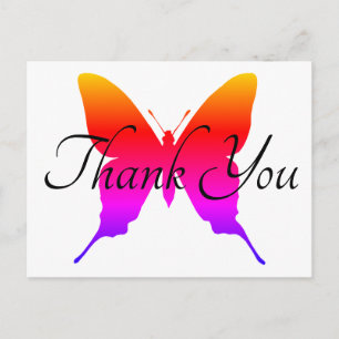 Carte Postale Papillon Silhouette Ombre Arc-en-ciel Merci