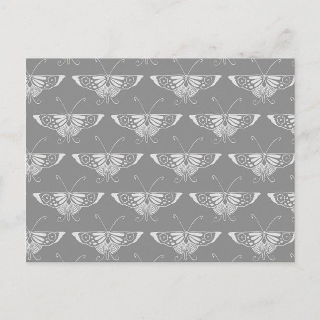 Carte Postale Papillon stylisé Art Déco, nuances de gris (Devant)